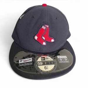New Era 59Fifty Men Women Cap Boston Red Sox Sock On Field Navy Hat 6 7/8